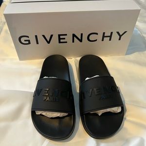 Givenchy black slides flat sandal size 39 NIB